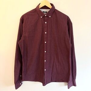 Izod Men's Dark Red Casual Button-Down Shirt